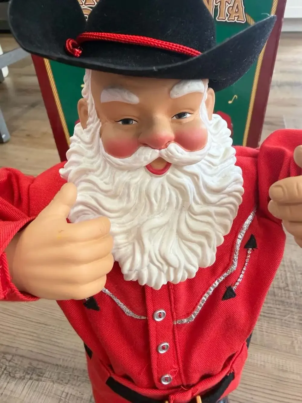 Holly Jolly Rock Santa Alan Jackson Animated Dancing Cowboy VTG TESTED